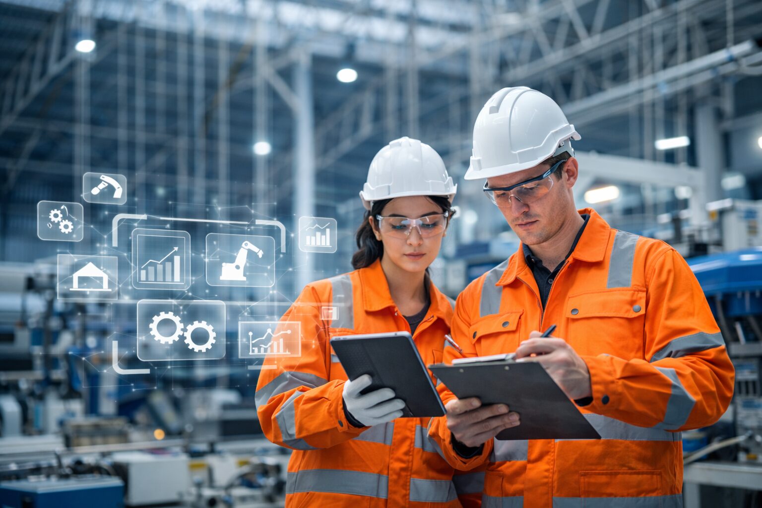 AI generated workers in a factory